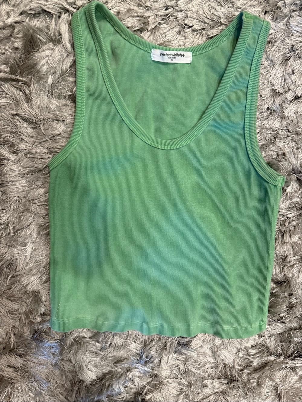 perfectwhitetee Green Ribbed Tank Top